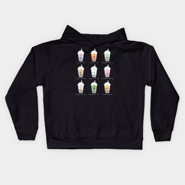 Boba Tea, Bubble Tea Menu Kids Hoodie by YourGoods